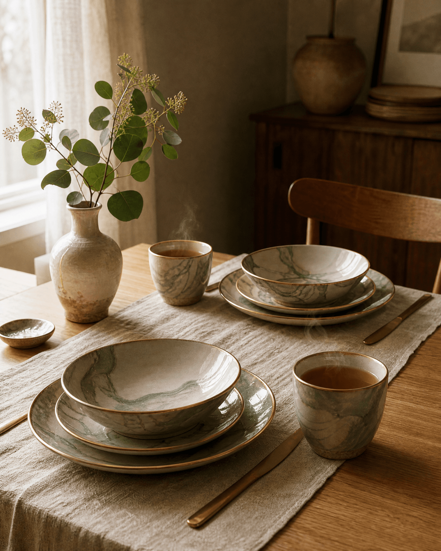 A table at home set with Eternal Ceramics