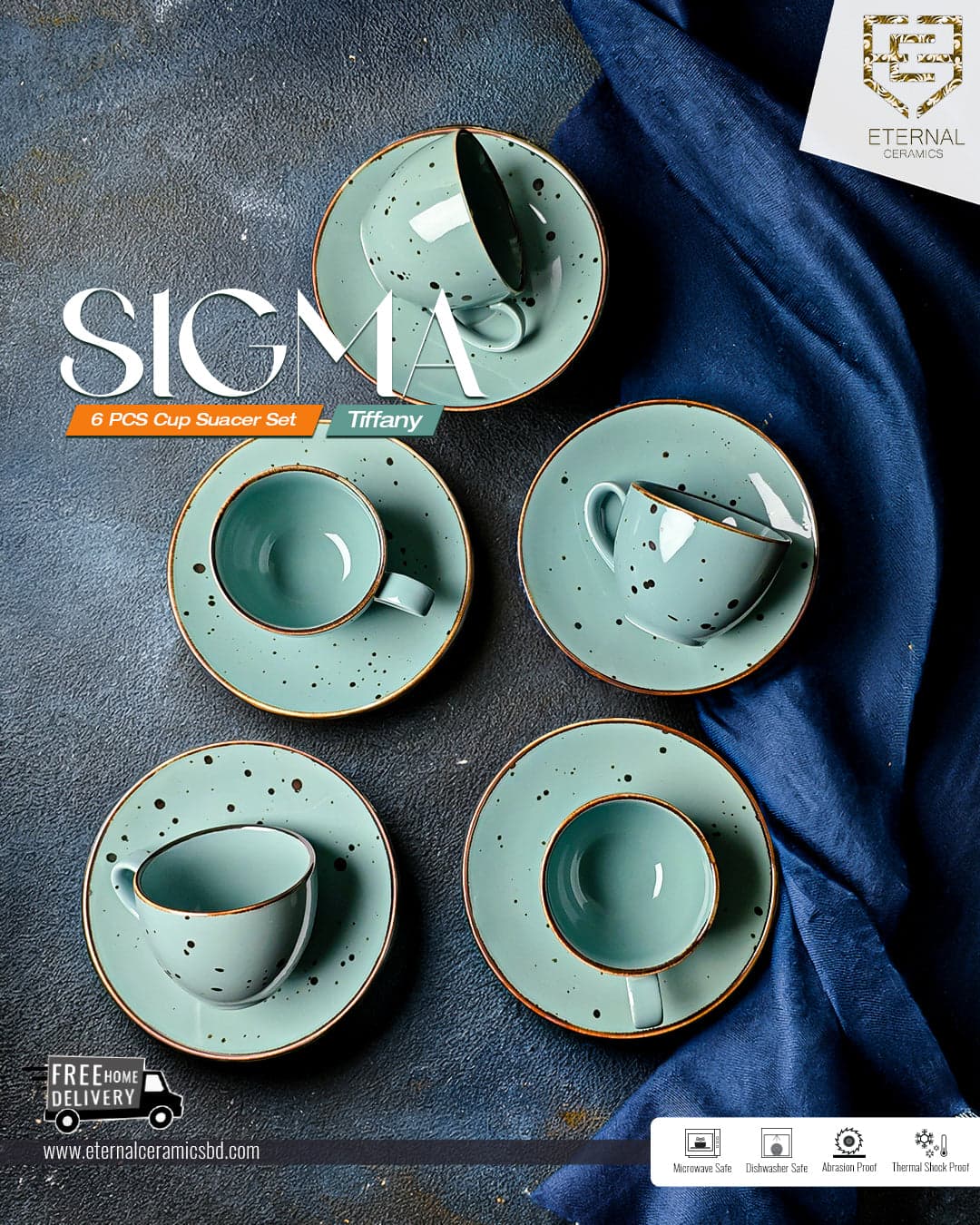Sigma Tiffany – 12 Pcs Tea Set (200 ML Cup)